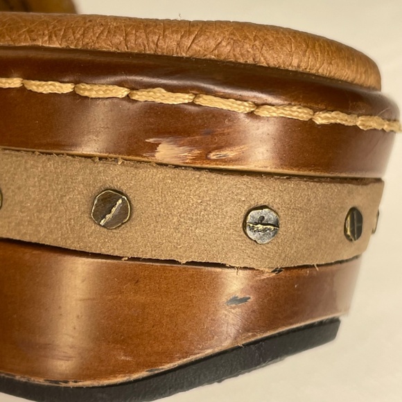 Born Clog Banyan Suede Leather Buckle Mules Taupe Brown Slip On Shoes Size 8 - Picture 13 of 16